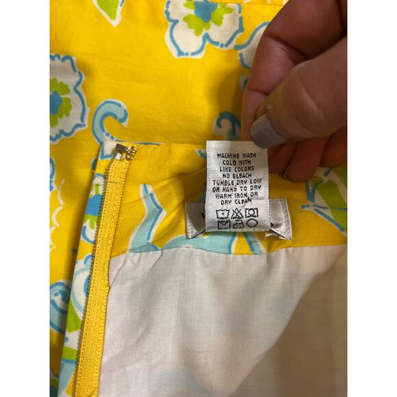 Lilly Pulitzer Les Monkey Print Yellow Skirt Size 6 Vintage White label - Picture 6 of 11